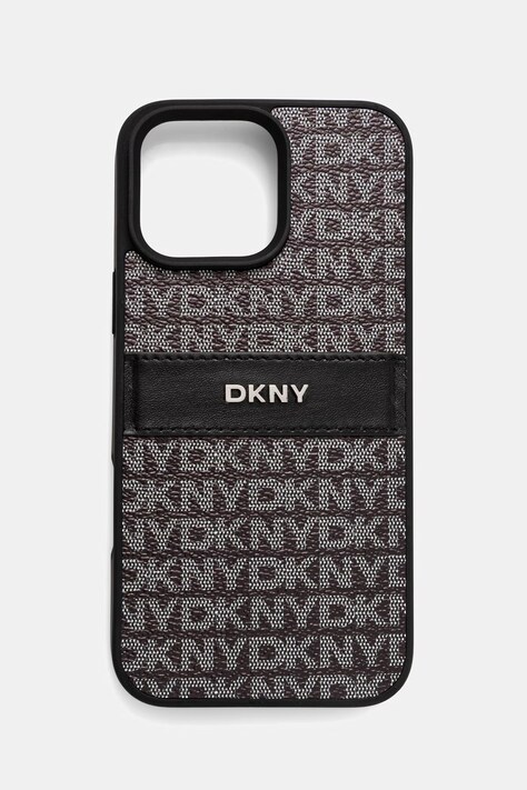DKNY etui na telefon z imitacji skóry iPhone 16 Pro Max czarny DKHCP16XPRTHSLK