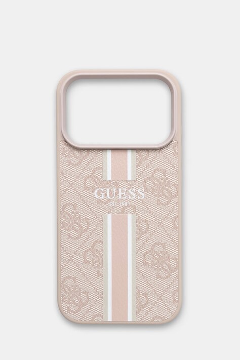 Guess etui na telefon z imitacji skóry iPhone 17 Pro różowe GUHMP17LP4RPSP