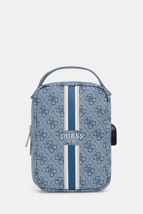 Guess organizer na kable z imitacji skóry niebieski GUHBP4RPSB