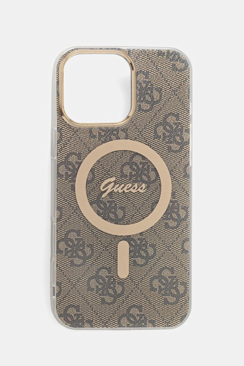 Guess etui na telefon iPhone 16 Pro Max brązowe GUHMP16XH4STW