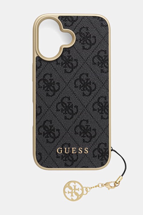 Guess etui na telefon z imitacji skóry iPhone 16 granatowe GUHCP16SGF4GGR
