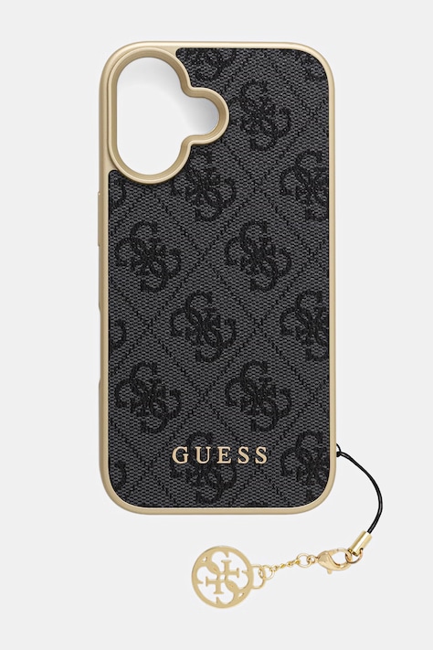 Guess etui na telefon z imitacji skóry iPhone 16 granatowe GUHCP16SGF4GGR