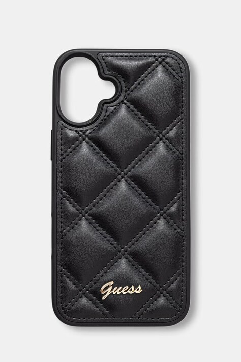 Guess etui na telefon z imitacji skóry iPhone 16 Plus czarny GUHCP16MPSQSQSK