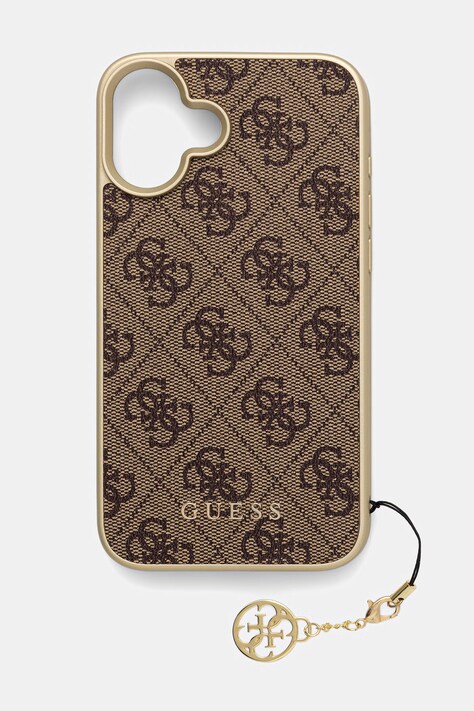 Guess etui na telefon z imitacji skóry iPhone 16 Plus brązowe GUHCP16MGF4GBR
