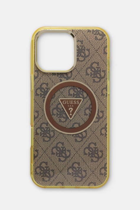 Guess etui na telefon iPhone 16 Pro Max brązowe GUHMP16XHG4PRTGW