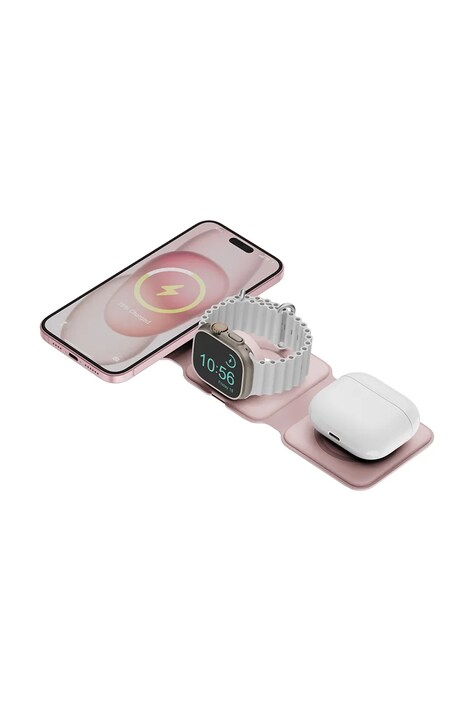 Bazic ładowarka indukcyjna 15W Fast Charging MagSafe 7,5 x 2,5 x 0,8 cm kolor różowy GM-TRIOPLUS-PNK