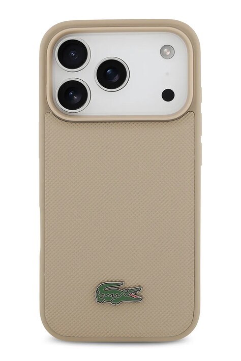 Lacoste etui na telefon z wbudowanym pierścieniem magnetycznym MagSafe iPhone 17 Pro kolor beżowy LCHMP17LPLAT