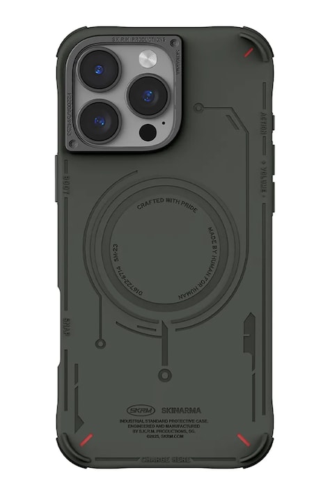 Skinarma etui na telefon z wbudowanym pierścieniem magnetycznym iPhone 16 Pro kolor zielony SK-2024IPP63-MECHA-GRN