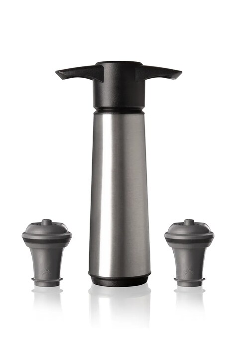 Vacu Vin pompka próżniowa do wina z 2 korkami Wine Saver 8,5 x 22,3 x 4,3 cm kolor szary