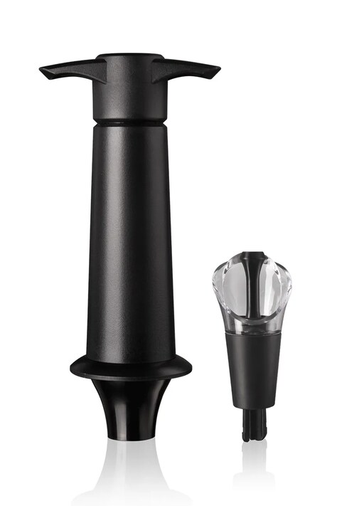 Vacu Vin pompka próżniowa do wina z nalewakiem i korkiem Wine Server & Saver 7,3 x 4,5 x 13,4 cm kolor czarny