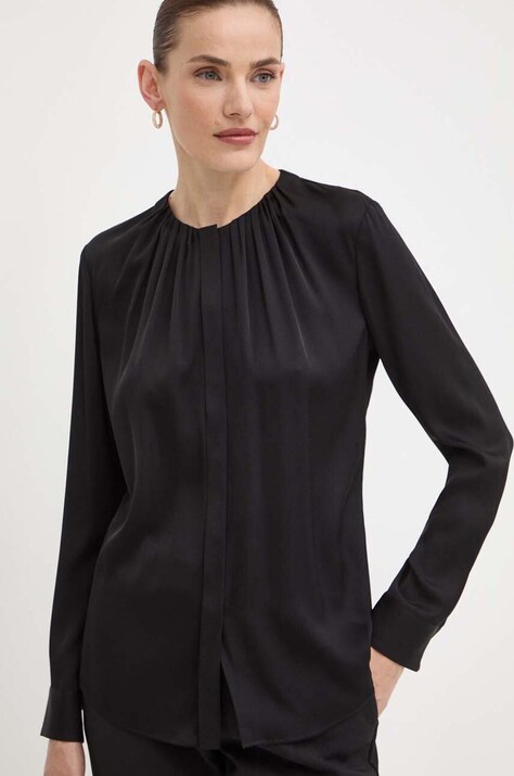 BOSS camasa de matase culoarea negru, 50490058