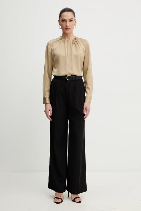 BOSS koszula jedwabna kolor beżowy regular 50538481