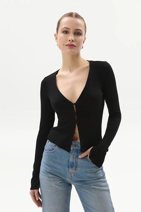 Блузка Saint Body BOTTOMS KNIT LONGSLEEVE женская цвет чёрный однотонная SB.533