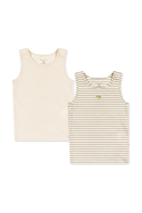 Konges Sløjd top dziecięcy bawełniany z elastanem BASIC 2 PACK TANKTOP GOTS 2-pack beżowy KS105627