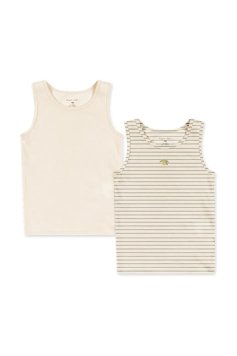 Konges Sløjd top dziecięcy bawełniany z elastanem BASIC 2 PACK TANKTOP GOTS 2-pack beżowy KS105627