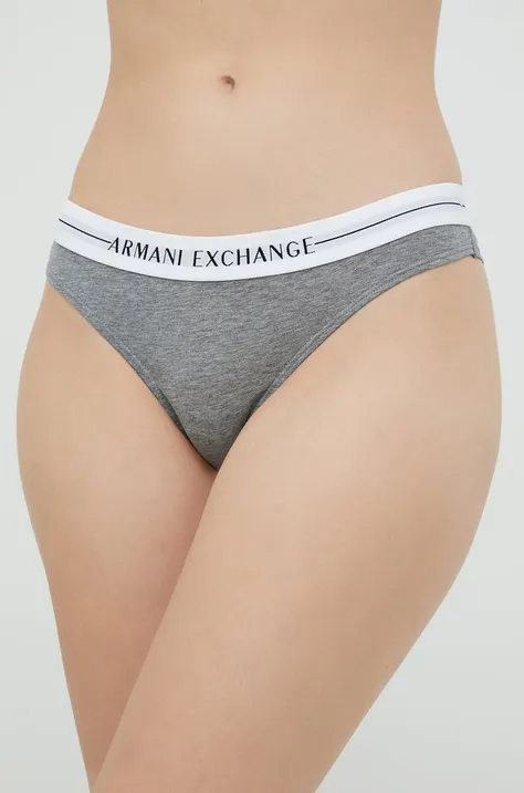 Brazílske nohavičky Armani Exchange šedá farba,