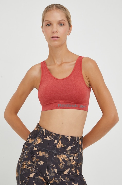 Reebok biustonosz sportowy kolor pomarańczowy gładki