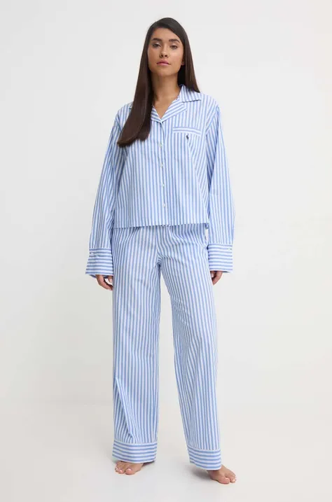 Памучна пижама Polo Ralph Lauren в синьо от памук 4P8004