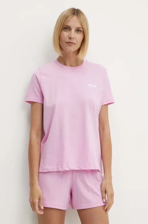 Βαμβακερές πιτζάμες Fila χρώμα: ροζ, FPS4176