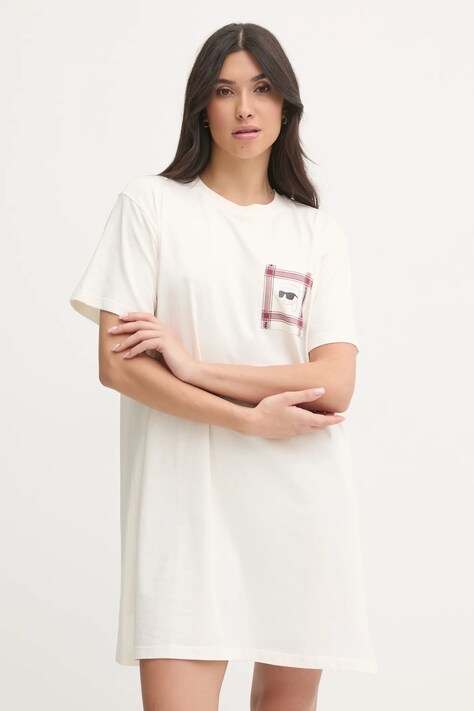 Karl Lagerfeld pijama femei, culoarea bej, bumbac, A1W45007