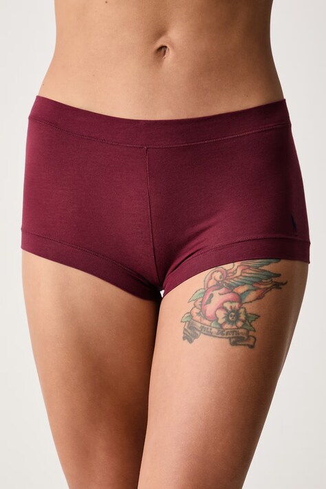Polo Ralph Lauren Nohavičky hipstery dámske bavlnené s elastanom burgundské 4P0500