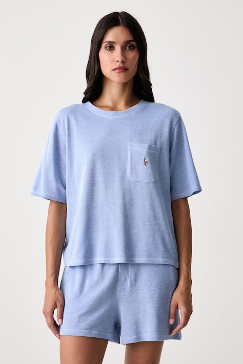 Polo Ralph Lauren Piżama dwuczęściowa damska z bawełną niebieska 4P0205