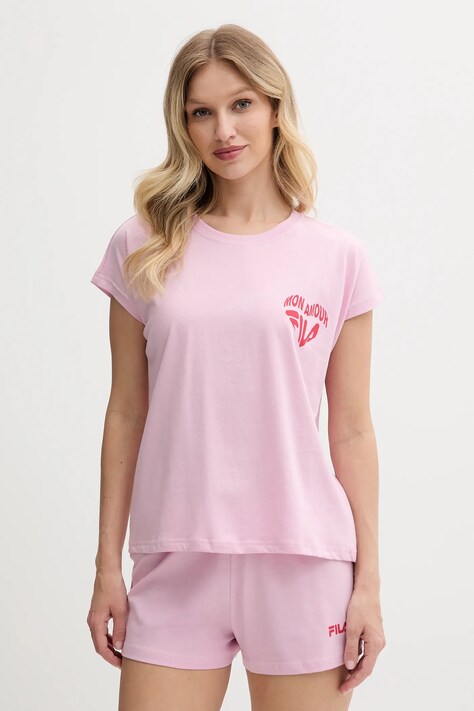 Fila pijamale de bumbac culoarea roz, bumbac, FPS4204