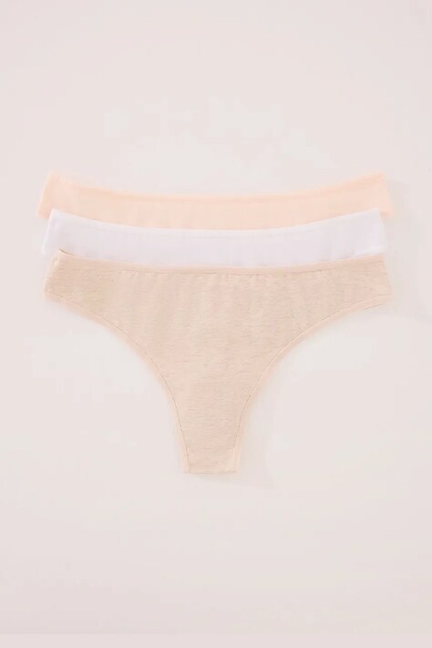 women'secret tanga de bumbac 3-pack culoarea alb, 7683099