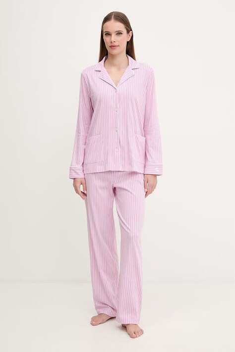Lauren Ralph Lauren piżama bawełniana damska kolor różowy bawełniana ILN92277