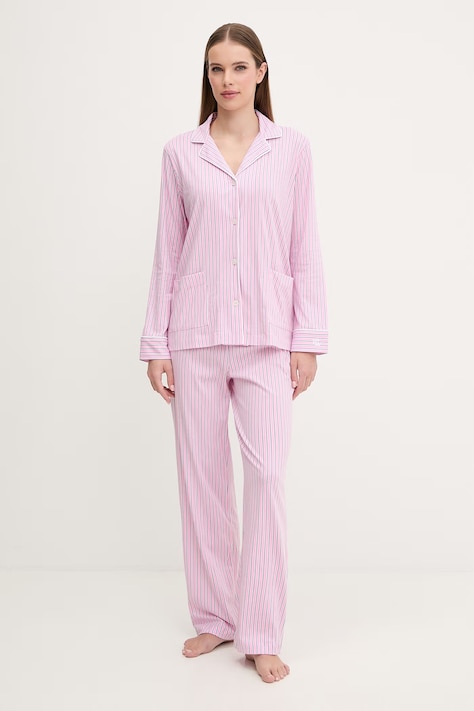 Lauren Ralph Lauren piżama bawełniana damska kolor różowy bawełniana ILN92277