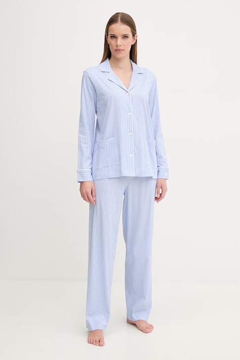 Lauren Ralph Lauren piżama bawełniana damska kolor niebieski bawełniana ILN92277