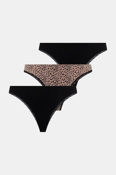 Fila stringi damskie z bawełną 3-pack czarne FU6377/3