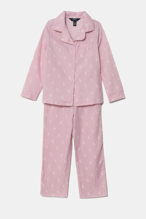 Детская хлопковая пижама Polo Ralph Lauren цвет розовый узор 4P0034