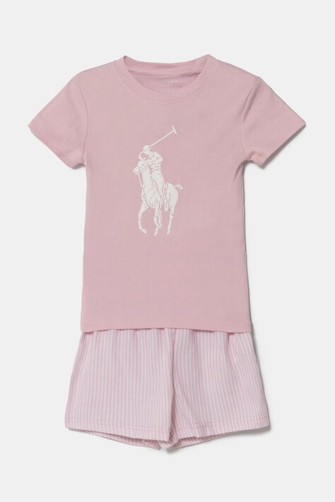 Παιδικές βαμβακερές πιτζάμες Polo Ralph Lauren χρώμα: ροζ, 4P0038