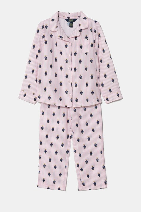 Polo Ralph Lauren piżama bawełniana dziecięca kolor różowy wzorzysta 3P0094