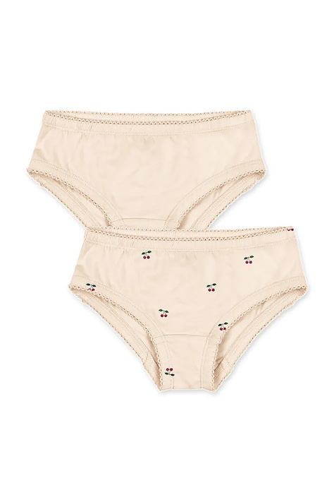 Konges Sløjd figi dziecięce bawełniane BASIC 2 PACK GIRL UNDERPANTS GOTS 2-pack beżowe KS105637