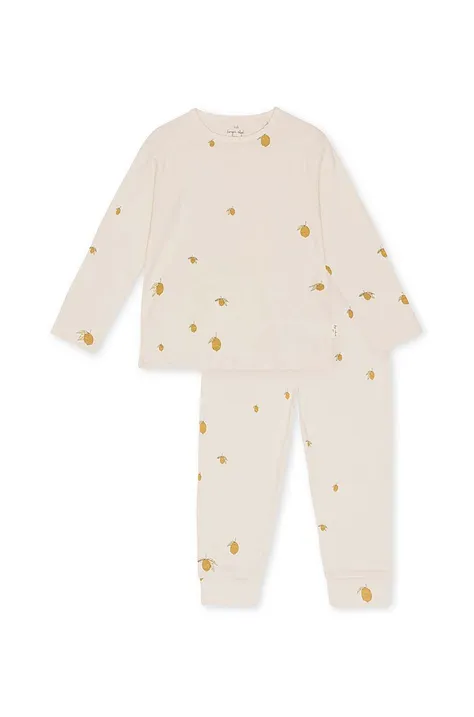 Детска памучна пижама Konges Sløjd в бежово с десен