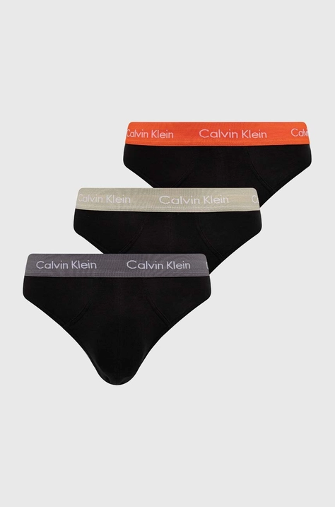 Slipy Calvin Klein Underwear 3-pak pánske, čierna farba