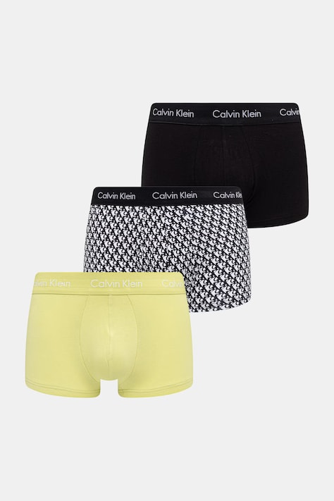 Calvin Klein boksarice moške bombažne z elastanom 3-pack rumene 0000U2664G