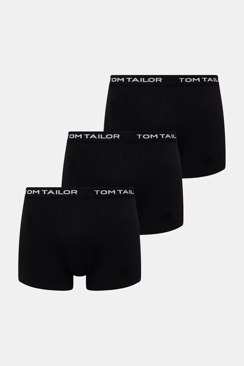 Tom Tailor bokserki męskie bawełniane z elastanem 3-pack czarne
