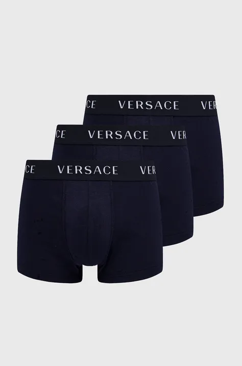 Boxerky Versace (3-pack) pánské, tmavomodrá barva