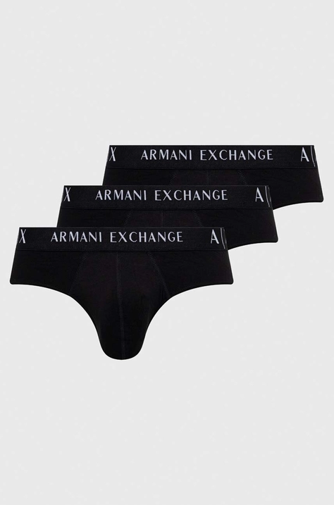 Slipy Armani Exchange 3-pak pánske, čierna farba