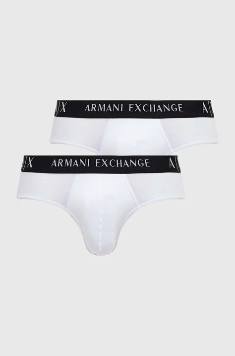 Slipy Armani Exchange 2-pak pánske, biela farba