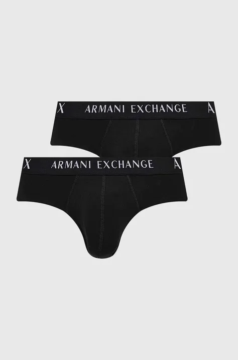 Armani Exchange slip 2-pack barbati, culoarea negru