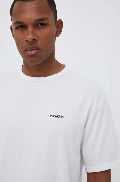 Піжамна футболка Calvin Klein Underwear колір білий однотонна