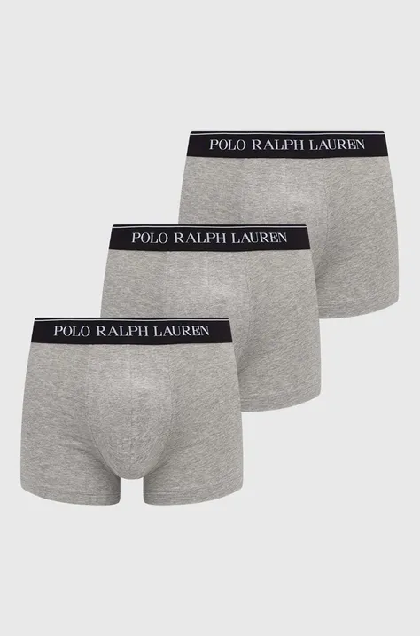Boxerky Polo Ralph Lauren 3-pack pánské, šedá barva, 714835885