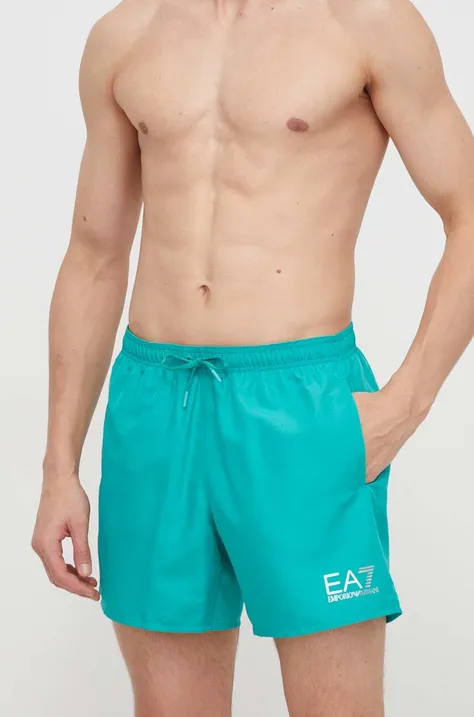 Plavkové šortky EA7 Emporio Armani zelená farba
