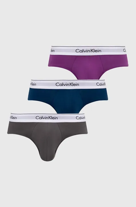 Slipy Calvin Klein Underwear 3-pak pánske,fialová farba,000NB2379A