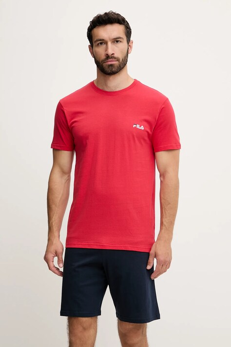 Fila pijamale de bumbac culoarea alb, uni, FPS1194