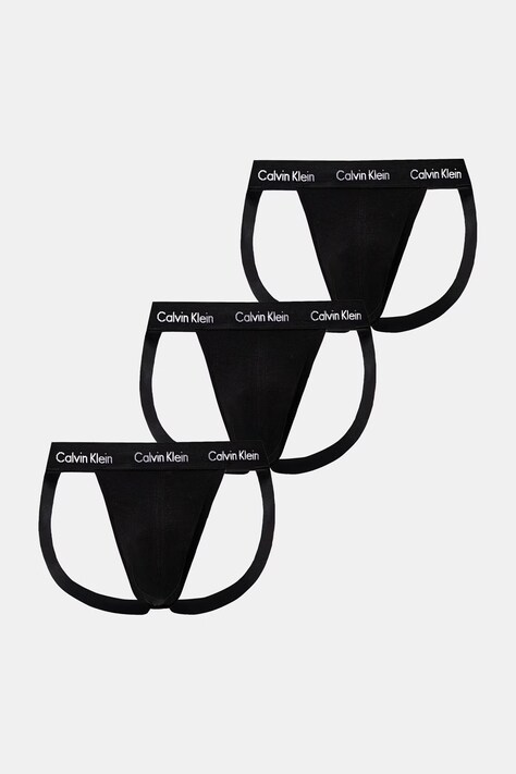 Calvin Klein Underwear jockstrap da uomo in cotone con elastan pacco da 3 nero 000NB3363A